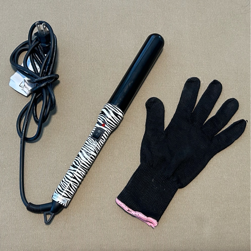 Proliss Twister Zebra Ceramic Curling Wand with Heat Glove